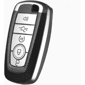 Key Fob Cover for Ford, Smart Remote Car Key Case Accessories Compatible with 2016-2023 Ford Fusion F150 F250 F350 F450 F550 Edge Explorer Escape Mustang (Silver)