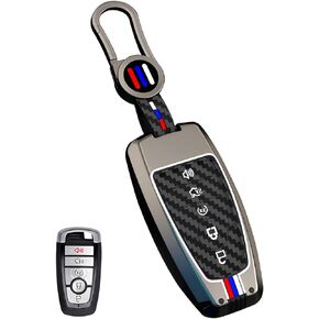 for Ford Key Fob Cover Case Metal Shell Smart Key Holder Protector Compatible for Escape F150 Bronco Explorer F250 Mustang F350 Edge Fusion 2018-2024 (FDA-Silver)