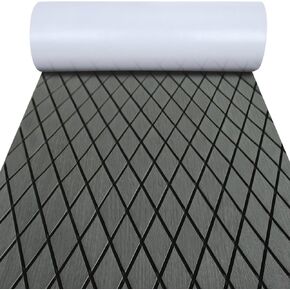 LUBEMIDA EVA Boat Flooring Carpet with Cross Groove Marine Teak decking Sheet for Yacht,74.8"×27.5" Self Adhesive (Dark Grey +Black Cross)
