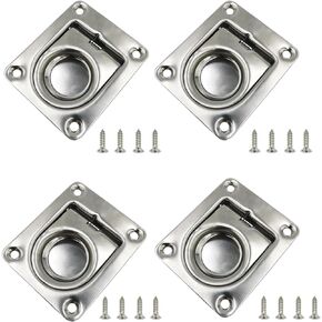 4 Pack Hatch Flush Ring Pull Boat Locker Flush Lift Ring Locker Marine 304 Stainless Steel for Deck Yacht Cabinet Home Furniture Recessed Lid Handle