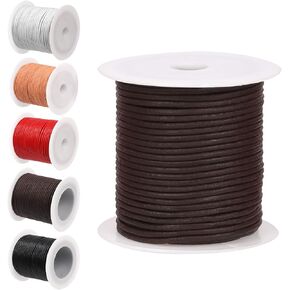 Glarks 11 Yards x 2mm Round Leather String Cord, Soft and Smooth Jewelry Leather Rope for Necklaces Bracelets Making, Wrapping, Beading Craft and Shoelaces Replacement (Black)