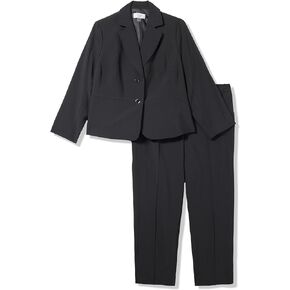 Women's Plus Size 2 Button Inset Waist Jacket & Elastic Back Pant
