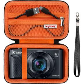 Hard Carrying Case for Canon PowerShot SX740/ SX730/ SX720/ SX620/ G7X Digital Camera, Protective Storage Bag with Zipper Mesh Pocket for Battery Pack, Charging Cable, USB Card, Black