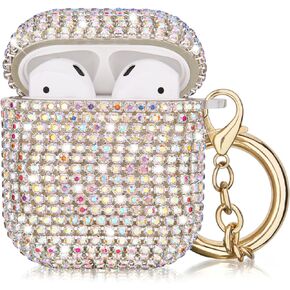 VISOOM Bling Airpods Case - AirPods 1st/2nd Case Cover Women 2024 Crystal iPod Wireless Charging Case Girl Keychain for Apple Airpod