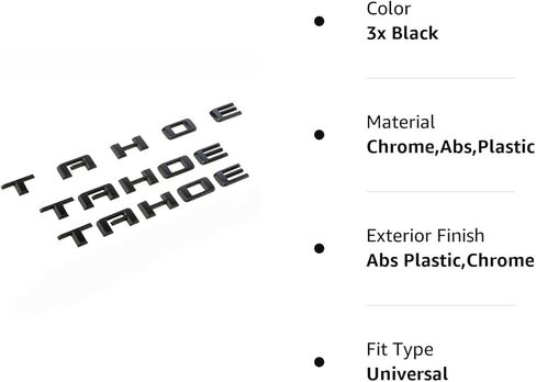 3pack OEM 2021 Tahoe Emblem 3D Letters Badge Replacement for 2019-2021 Tahoe Genuine 84910058 Glossy Black in Kuwait
