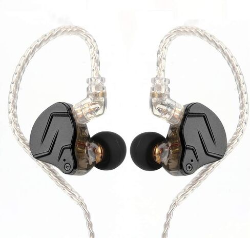 Linsoul KZ ZSN Pro Dual Driver 1BA+1DD Hybrid Metal Earphones HiFi in-Ear Monitor with Detachable 2Pin Cable, Zin Alloy Panel (with Mic, Black) in Saudi Arabia