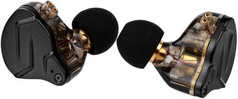 Linsoul KZ ZSN Pro Dual Driver 1BA+1DD Hybrid Metal Earphones HiFi in-Ear Monitor with Detachable 2Pin Cable, Zin Alloy Panel (with Mic, Black) in Saudi Arabia
