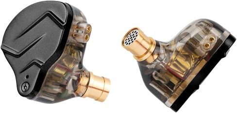 Linsoul KZ ZSN Pro Dual Driver 1BA+1DD Hybrid Metal Earphones HiFi in-Ear Monitor with Detachable 2Pin Cable, Zin Alloy Panel (with Mic, Black) in Saudi Arabia