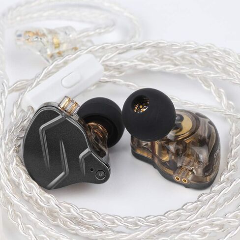 Linsoul KZ ZSN Pro Dual Driver 1BA+1DD Hybrid Metal Earphones HiFi in-Ear Monitor with Detachable 2Pin Cable, Zin Alloy Panel (with Mic, Black) in Saudi Arabia