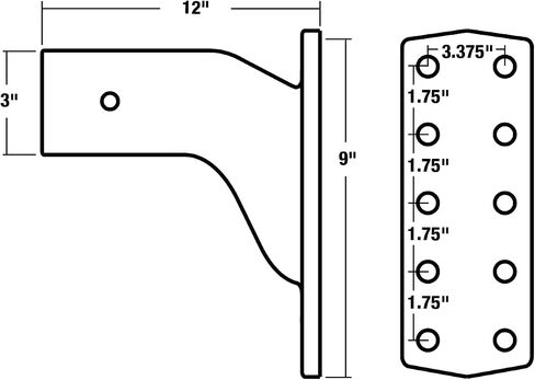 منتجات المشترين 3 بوصة Pintle Hook Mount - 4 مواضع، 10 بوصة ساق صلبة (PM3109)، أسود in Saudi Arabia
