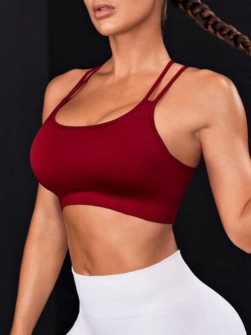 حمالة صدر رياضية Racerback للنساء - أشرطة سباغيتي على الظهر على شكل حرف Y، حمالة صدر مبطنة برقبة واسعة، حمالة صدر لليوجا والتمارين الرياضية in Kuwait