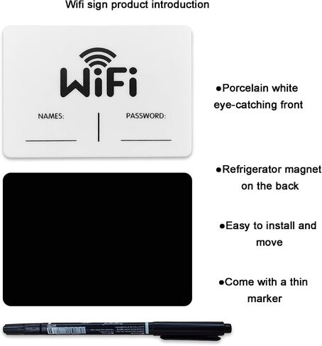 3.5x5 Inch Wifi Sign - Wifi Password Sign for Home - White Acrylic Signs - Wifi Fridge Magnet - Perfect for Vacation Homes Airbnb Hosts Restaurants Businesses (1 Pack, Magnetic wifi password sign) in Saudi Arabia