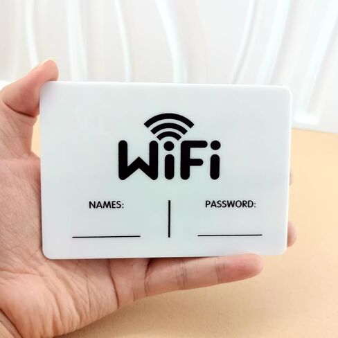 3.5x5 Inch Wifi Sign - Wifi Password Sign for Home - White Acrylic Signs - Wifi Fridge Magnet - Perfect for Vacation Homes Airbnb Hosts Restaurants Businesses (1 Pack, Magnetic wifi password sign) in Saudi Arabia