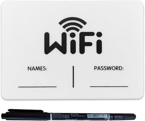 3.5x5 Inch Wifi Sign - Wifi Password Sign for Home - White Acrylic Signs - Wifi Fridge Magnet - Perfect for Vacation Homes Airbnb Hosts Restaurants Businesses (1 Pack, Magnetic wifi password sign) in Saudi Arabia