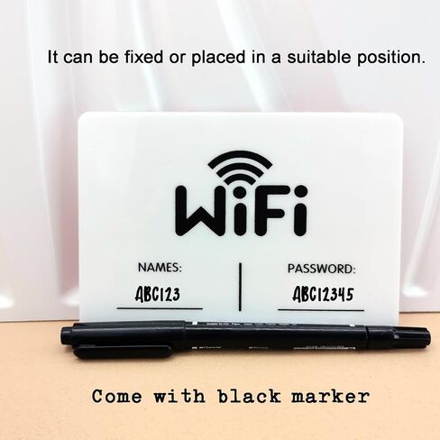 3.5x5 Inch Wifi Sign - Wifi Password Sign for Home - White Acrylic Signs - Wifi Fridge Magnet - Perfect for Vacation Homes Airbnb Hosts Restaurants Businesses (1 Pack, Magnetic wifi password sign) in Saudi Arabia