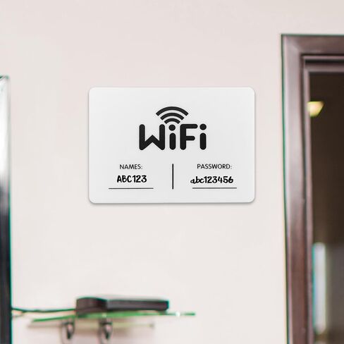 3.5x5 Inch Wifi Sign - Wifi Password Sign for Home - White Acrylic Signs - Wifi Fridge Magnet - Perfect for Vacation Homes Airbnb Hosts Restaurants Businesses (1 Pack, Magnetic wifi password sign) in Saudi Arabia