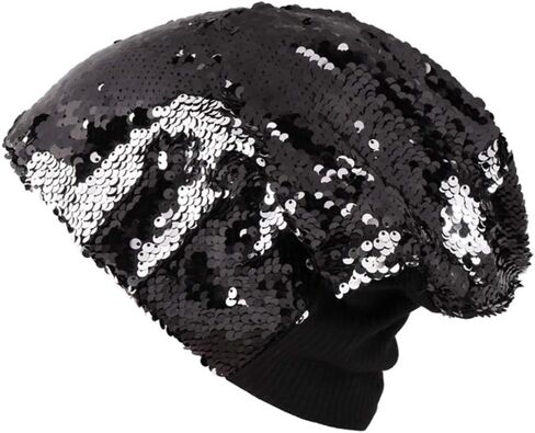 Women Sequin Beanie Hat Crochet Warmer Cap Skiing Snowboarding Winter Hats for Girls in Saudi Arabia