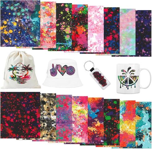 Tintnut Splash Sublimation Pattern Transfer Paper - 16 Sheets 12"x10", Watercolor Pattern Sublimation Transfer Paper Bundle Compatible with Cricut for DIY Mugs, Tumblers, Key Chain, T-Shirts in Saudi Arabia