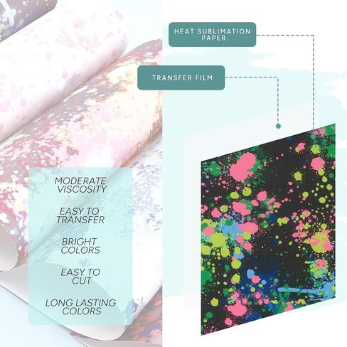 Tintnut Splash Sublimation Pattern Transfer Paper - 16 Sheets 12"x10", Watercolor Pattern Sublimation Transfer Paper Bundle Compatible with Cricut for DIY Mugs, Tumblers, Key Chain, T-Shirts in Saudi Arabia