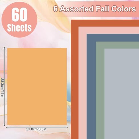 AnyDesign 60 ورقة 8.5 × 11 بوصة بوهو ورق سميك بطاقات ورقية فارغة ملونة ورق قصاصات ملون للمطبوعات DIY الفنون والحرف اليدوية وصنع اللوازم المدرسية والمكتبية المنزلية in Kuwait