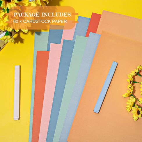 AnyDesign 60 ورقة 8.5 × 11 بوصة بوهو ورق سميك بطاقات ورقية فارغة ملونة ورق قصاصات ملون للمطبوعات DIY الفنون والحرف اليدوية وصنع اللوازم المدرسية والمكتبية المنزلية in Kuwait