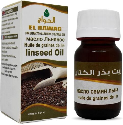 زيت بذر الكتان الحواج المعصور على البارد، طبيعي ممتاز، نقي وغير مخفف، الحواج الطازج الأصلي، مركز وخام، طازج مثالي للطبخ والعناية بالجسم (عبوة واحدة = 1 أونصة / 30 مل) زيت بذر الكتان الحواج in Saudi Arabia