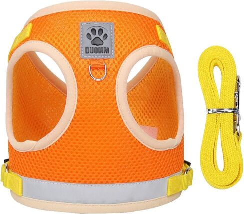 Dog Harness for Small Medium Dogs,No Pull Puppy Harness and Leash Set, Step in Vest Harness for Small Dogs,Adjustable Mesh Dog Harness Puppy Kittens (Orange, L) in Saudi Arabia
