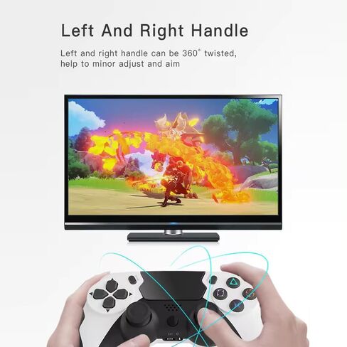 وحدة تحكم Play+ اللاسلكية متوافقة مع أجهزة PS4/Pro/Slim/PC، لوحة ألعاب لاسلكية جميلة مع عصا تحكم دقيقة محسنة/Turbo/اهتزاز مزدوج/وظيفة الصوت (أبيض وأسود) in Saudi Arabia