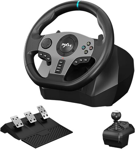 PXN V9 Gaming Steering Wheels, 270/900° Driving Sim Racing Wheel, with Racing Shifters Paddle, 3-pedal Pedals and Gear lever Bundle for Xbox Series X|S, PS3, PS4, PC, Xbox One, NS(Used - Like New) in Kuwait