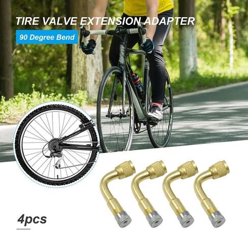 4 Pack Valve Extender, 90° Tire Valve Extension Adapter, Valve Metal Rod, Suitable for Car Motorcycle Scooter in Saudi Arabia