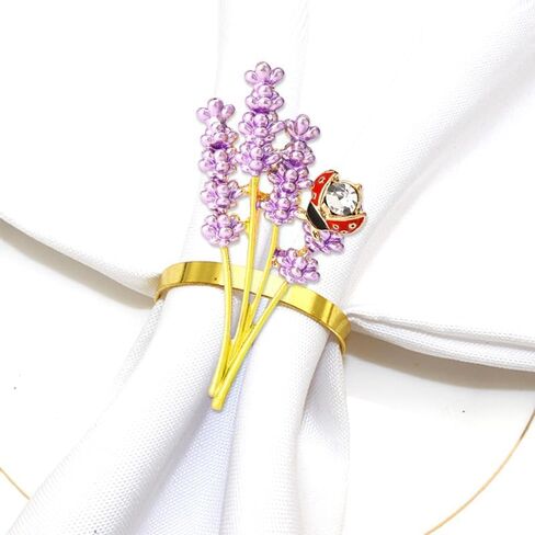 Purple Lavender Napkin Rings Set of 6,Bling Gold Metal Napkin Ring Holders foTable Decorations, Dinner, Wedding, Party, DIY Decoration, Delicate Serviette Buckles Decor Favor (Lavender-6pc) in Saudi Arabia