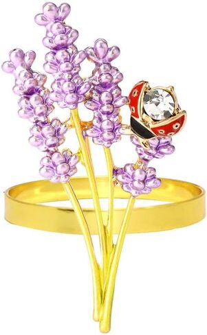 Purple Lavender Napkin Rings Set of 6,Bling Gold Metal Napkin Ring Holders foTable Decorations, Dinner, Wedding, Party, DIY Decoration, Delicate Serviette Buckles Decor Favor (Lavender-6pc) in Saudi Arabia