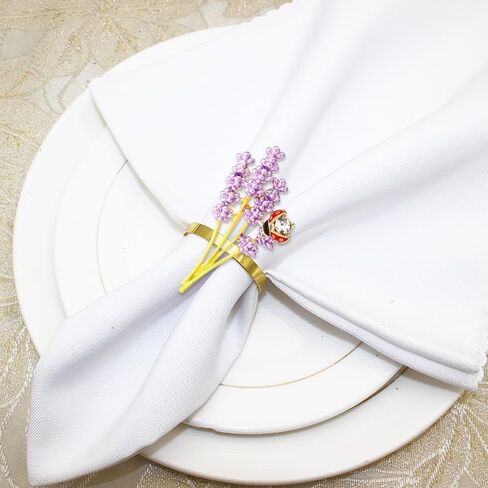 Purple Lavender Napkin Rings Set of 6,Bling Gold Metal Napkin Ring Holders foTable Decorations, Dinner, Wedding, Party, DIY Decoration, Delicate Serviette Buckles Decor Favor (Lavender-6pc) in Saudi Arabia