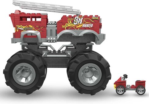 MEGA Hot Wheels Monster Truck Building Toy Playset, 5-Alarm Fire Truck with 284 Pieces and Giant Wheels, 1 Micro Action Figure, Red, Age 5+ Years in Saudi Arabia