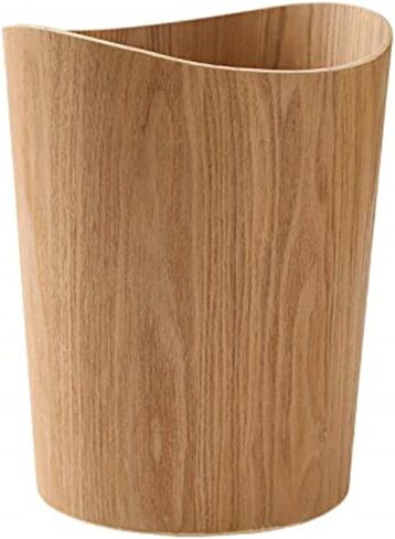 Wood Trash Can, Round Stackable Wastebasket, Natural Wood Garbage Recycling Bin for Bathrooms, Powder Rooms, Kitchens, Home Offices (B-Light Wood) in Saudi Arabia