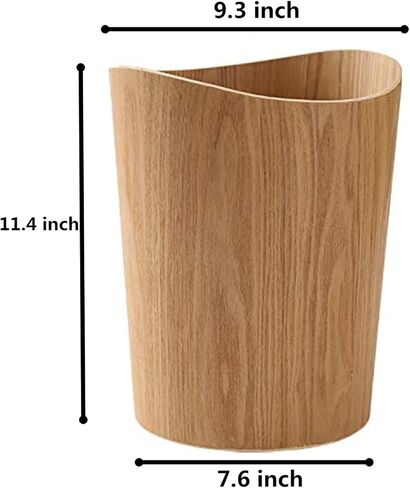 Wood Trash Can, Round Stackable Wastebasket, Natural Wood Garbage Recycling Bin for Bathrooms, Powder Rooms, Kitchens, Home Offices (B-Light Wood) in Saudi Arabia