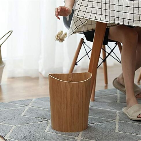 Wood Trash Can, Round Stackable Wastebasket, Natural Wood Garbage Recycling Bin for Bathrooms, Powder Rooms, Kitchens, Home Offices (B-Light Wood) in Saudi Arabia