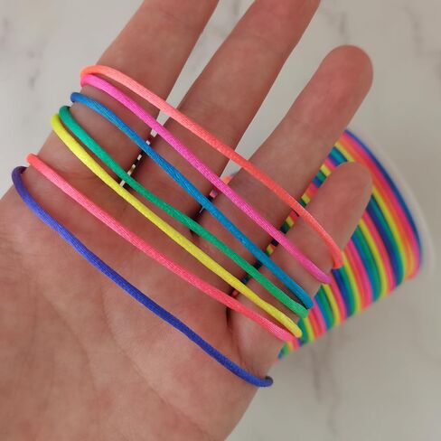 328Feet Rainbow Nylon String Cord for Hair Braids Locs Twists 1.5mm Satin Thread for Beading Bracelet Necklace Jewelry Making DIY Craft Chinese Knot Macrame Cord in Kuwait