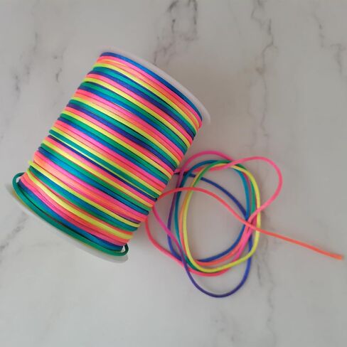 328Feet Rainbow Nylon String Cord for Hair Braids Locs Twists 1.5mm Satin Thread for Beading Bracelet Necklace Jewelry Making DIY Craft Chinese Knot Macrame Cord in Kuwait