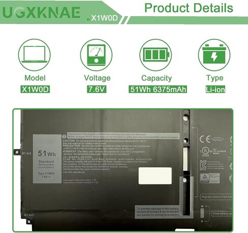 X1W0D Laptop Battery for Dell XPS 13 7390 2-in-1 XPS 13 9310 2-in-1 Series Notebook 52TWH DD9VF 0DD9VF XX3T7 0XX3T7 00FDRT P103G P103G001 P103G002 X1WOD 7.6V in Saudi Arabia
