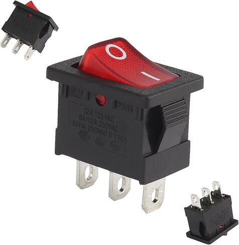 Uxcell 5 قطعة SPST 3P 2 موقف I/O ضوء LED أحمر قارب على إيقاف تبديل الروك التبديل على إيقاف التيار المتناوب 12A/125 فولت ، 6A/12A 250 فولت in Saudi Arabia