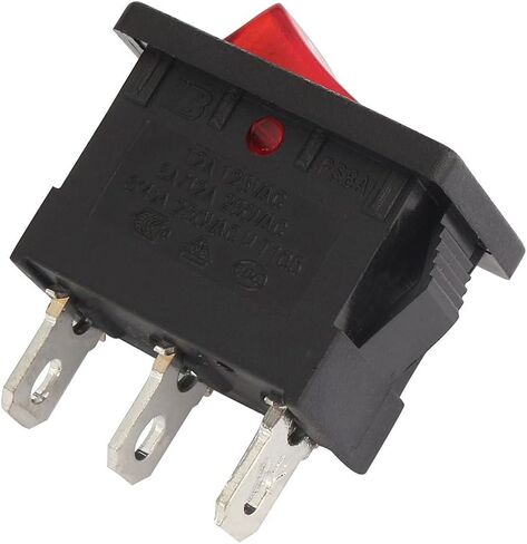 Uxcell 5 قطعة SPST 3P 2 موقف I/O ضوء LED أحمر قارب على إيقاف تبديل الروك التبديل على إيقاف التيار المتناوب 12A/125 فولت ، 6A/12A 250 فولت in Saudi Arabia