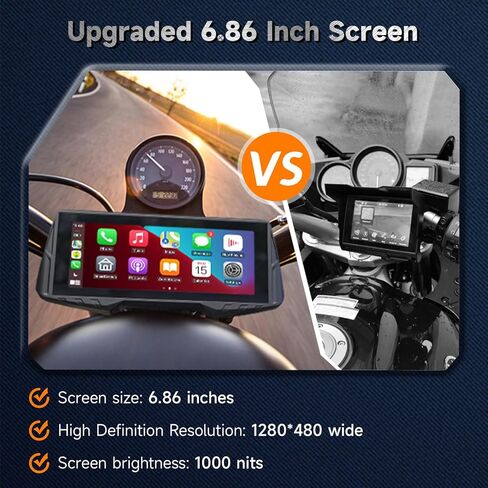 Spedal CL876L شاشة Apple CarPlay وAndroid Auto اللاسلكية للدراجات النارية، IPX7 مقاومة للماء، Siri & Google Voice Control in Kuwait