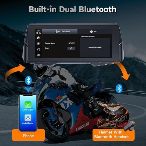 Spedal CL876L شاشة Apple CarPlay وAndroid Auto اللاسلكية للدراجات النارية، IPX7 مقاومة للماء، Siri & Google Voice Control in Kuwait
