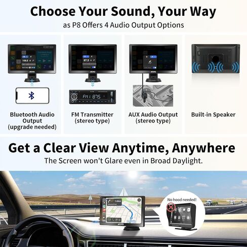 ATOTO P8 ستيريو سيارة Carplay لاسلكي محمول، لاسلكي Android Auto، 7 بوصة QLED وهج شاشة تعمل باللمس، كاميرا احتياطية 1080P، جهاز تحكم عن بعد، WDR، باهتة تلقائية، مدخل كاميرا على لوحة القيادة، P807SD-RC in Saudi Arabia