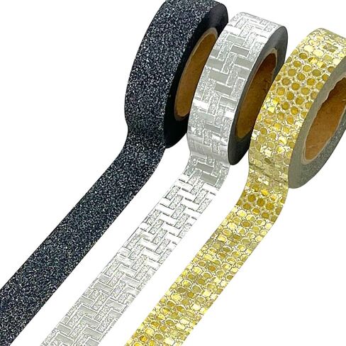 allydrew Glitter and Shine Washi Tapes Decorative Masking Tapes (Set of 3), Gold Glitz and Snake Print in Saudi Arabia