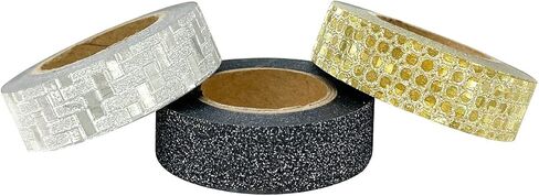 allydrew Glitter and Shine Washi Tapes Decorative Masking Tapes (Set of 3), Gold Glitz and Snake Print in Saudi Arabia