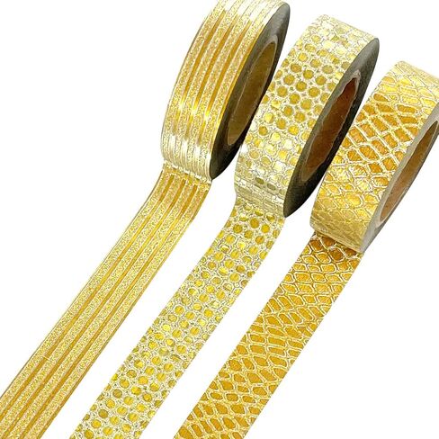allydrew Glitter and Shine Washi Tapes Decorative Masking Tapes (Set of 3), Gold Glitz and Snake Print in Saudi Arabia