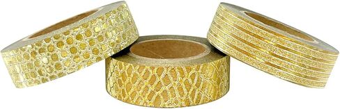 allydrew Glitter and Shine Washi Tapes Decorative Masking Tapes (Set of 3), Gold Glitz and Snake Print in Saudi Arabia