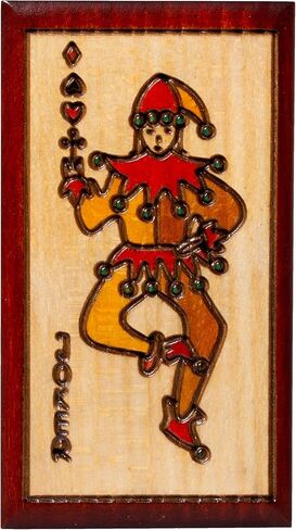 Artisan Owl Polish Handmade Four Suited Joker Card Wooden Box with Red Interior, Holds Two Decks of Cards in Saudi Arabia